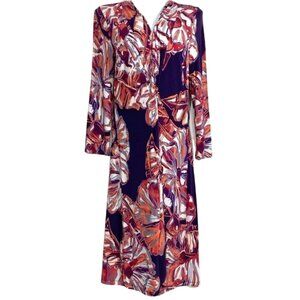 Tommy Bahama Dress V Neck Twist Front Brush Stroke Passion Purple Women's Size M